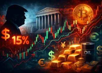 Global markets volatility after US Supreme Court tariff ruling and Trump 15% tariff proposal impacting forex, gold, crypto and commodities