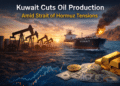 Kuwait oil production cuts amid Strait of Hormuz tensions impacting global oil supply, crude oil markets, gold, forex and commodity markets