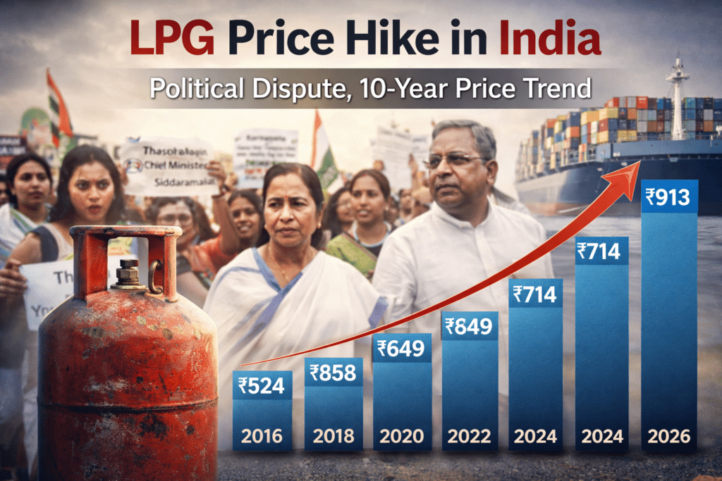 LPG cylinder price hike in India with 10 year price trend chart and rising cooking gas costs affecting households
