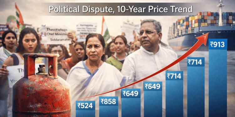 LPG cylinder price hike in India with 10 year price trend chart and rising cooking gas costs affecting households
